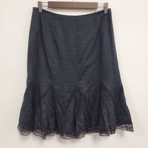 Moda International Women Lace Trim Whimsigoth Skirt Size 6 Black Witchy Romantic